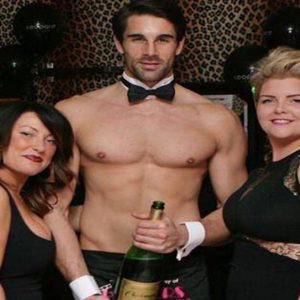 Naked Butler with Bottle of Champagne
