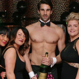 Naked Butler with Champagne Bottle