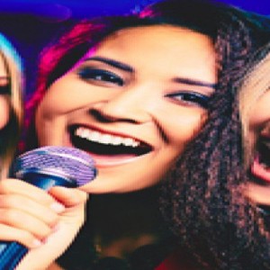 Woman Singing Karaoke with Microphone